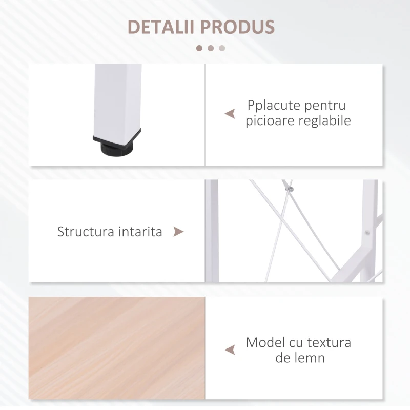 HOMCOM Birou pe Colt Spatiu Amplu din Lemn si Metal, Stejar si Alb