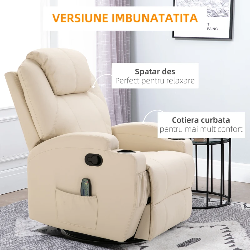 HomCom fotoliu balansoar pentru masaj, 84x92x109cm, crem