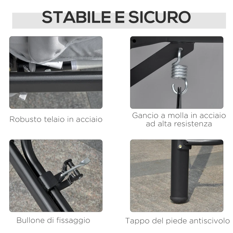 Outsunny Dondolo da Giardino 3 Posti con Tetto Reclinabile Trasformabile Letto in Poliestere Crema 209 x 114 x 170cm