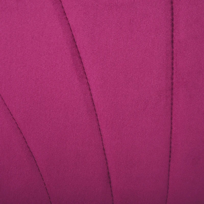 HOMCOM Set de 2 Scaune tapitate de sufragerie fara cotiere, spatar curbat fucsia