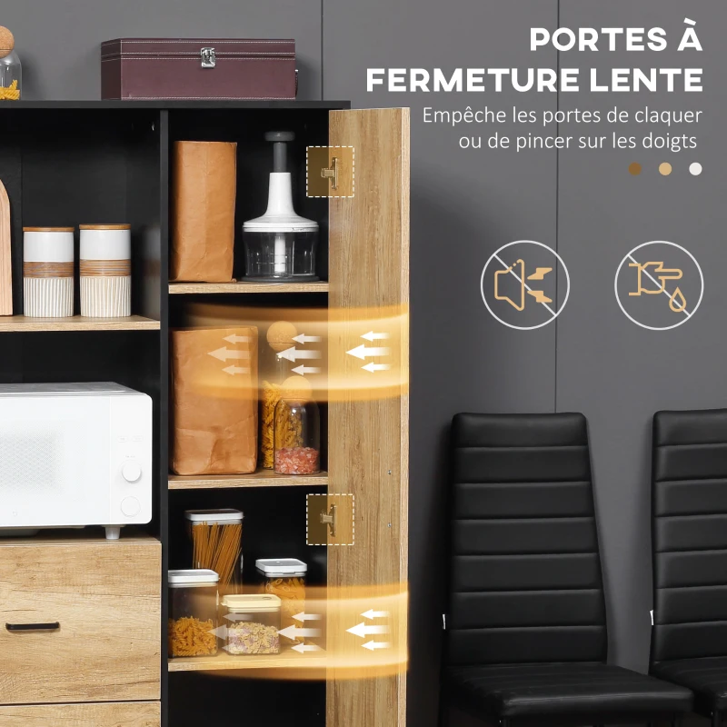 HOMCOM Armoire de cuisine multi-rangements avec 2 tiroirs 1 placard 2 niches et passe-câbles(m-5)