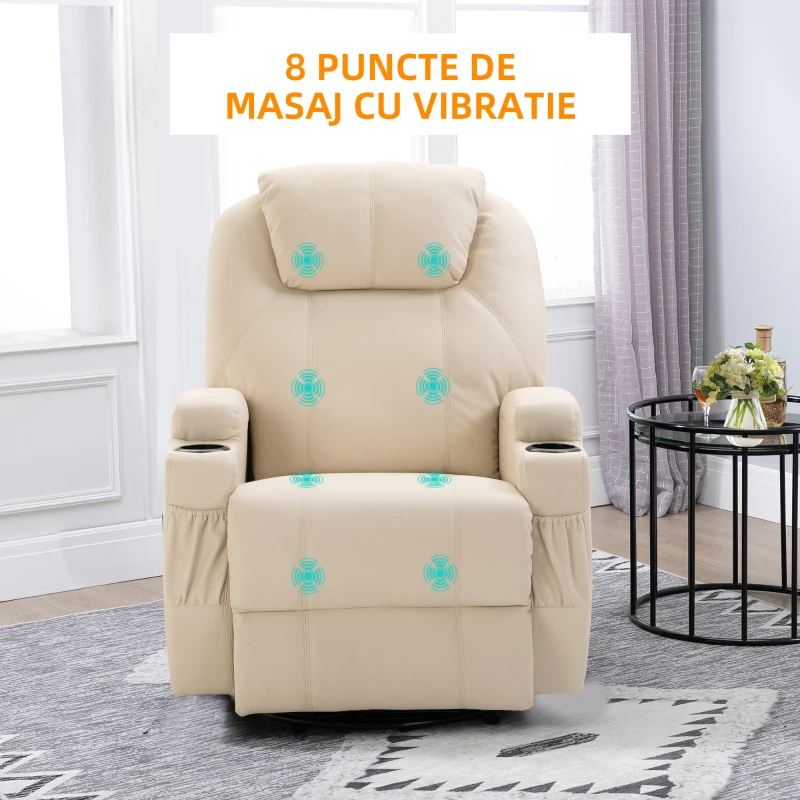 HomCom fotoliu balansoar pentru masaj, 84x92x109cm, crem