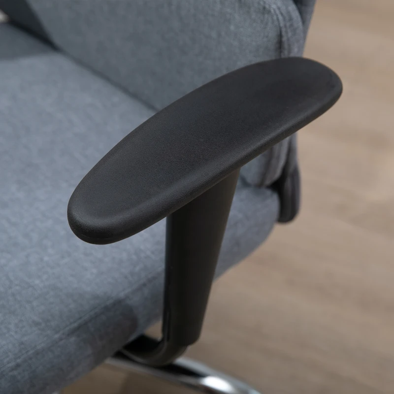 Homcom Fotoliu de Birou Rotativ cu Spatar Inalt Reglabil in Tesatura, Gri, 50x56.5x117-127cm