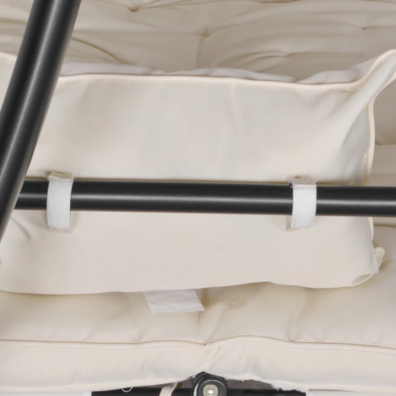 Outsunny Dondolo da Giardino 3 Posti con Tetto Reclinabile Trasformabile Letto in Poliestere Crema 209 x 114 x 170cm