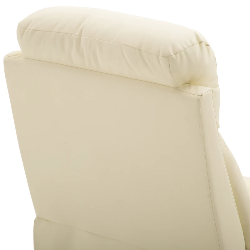 HOMCOM Poltrona Relax Reclinável Estofado em PU Poltrona de Sala de Estar com Apoio para os Pés Retrátil Encosto Alto Apoio para os Braços e Assento Acolchoado Grosso 80x97x107cm Bege