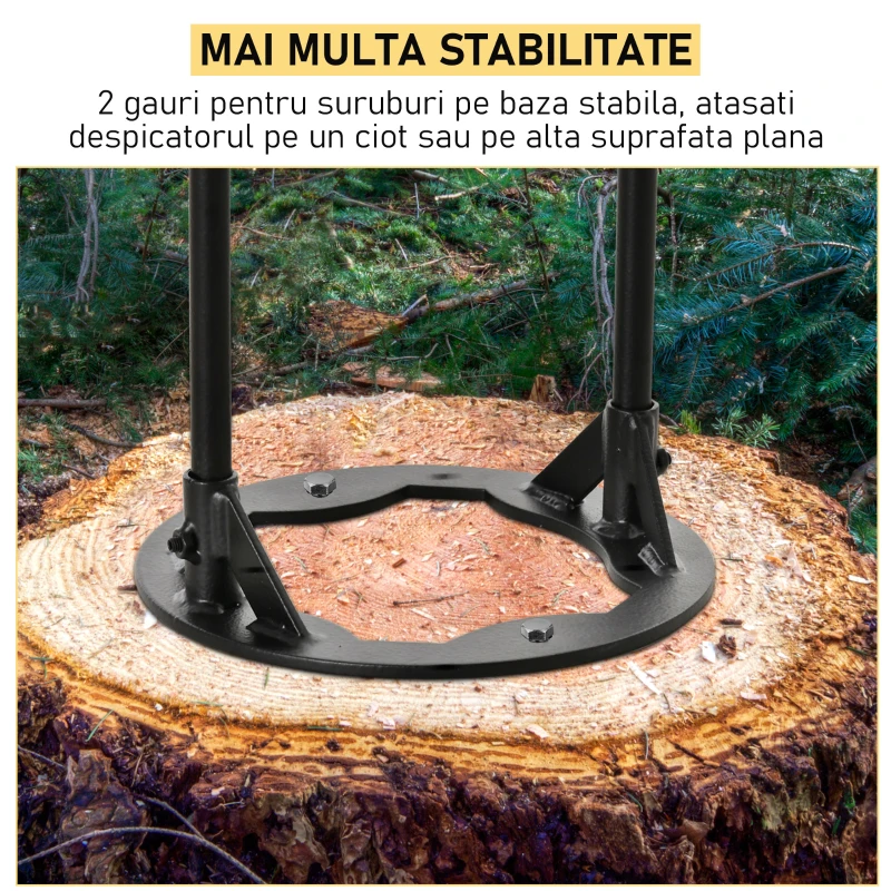 Outsunny Suport pentru lemn Circular Freza manuala de busteni din otel carbon pentru casa, camping si exterior, negru