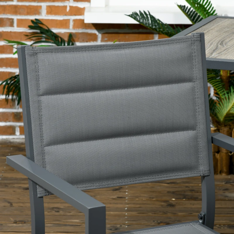 Outsunny Salon de jardin en aluminium et textilène table extensible 4 chaises empilables 4 personnes gris