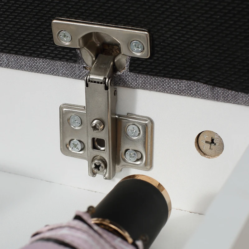 HOMCOM Schuhbank mit Schrank, aufklappbar, inkl. Sitzpolster, 60 cm x 40 cm x 50 cm, Weiß + Grau