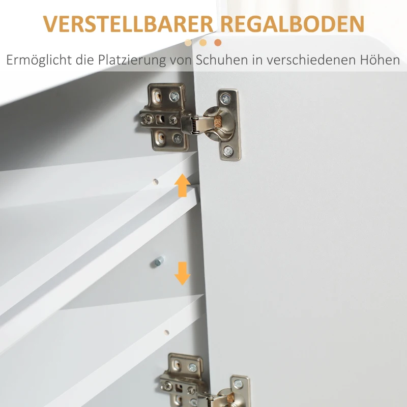 HOMCOM Schuhbank mit Schrank, aufklappbar, inkl. Sitzpolster, 60 cm x 40 cm x 50 cm, Weiß + Grau