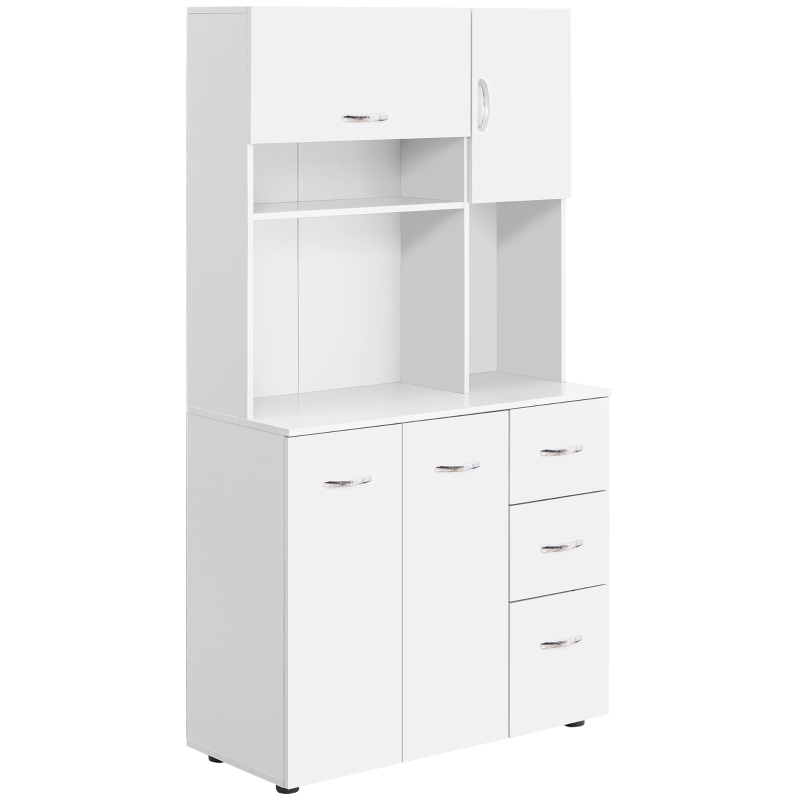 HOMCOM 66" Wood Kitchen Pantry Storage Cabinet Microwave Oven Stand with Storage - White