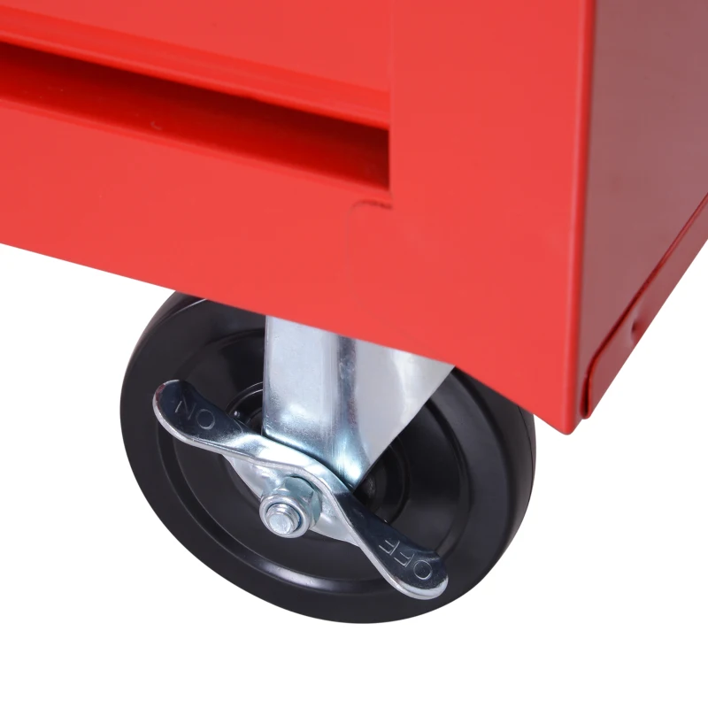 DURHAND 7-Drawer Rolling Tool Chest on Wheels, Lockable Tool Cabinet with Side Handle, Metal Tool Box Trolley for Garage, Workshop, Red(m-9)