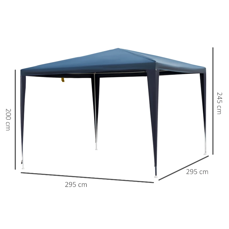 Outsunny Tenda de Jardim Tenda de Exterior com Tubos de Aço e Cobertura de PE para Eventos Campismo Festas 295x295x245 cm Azul