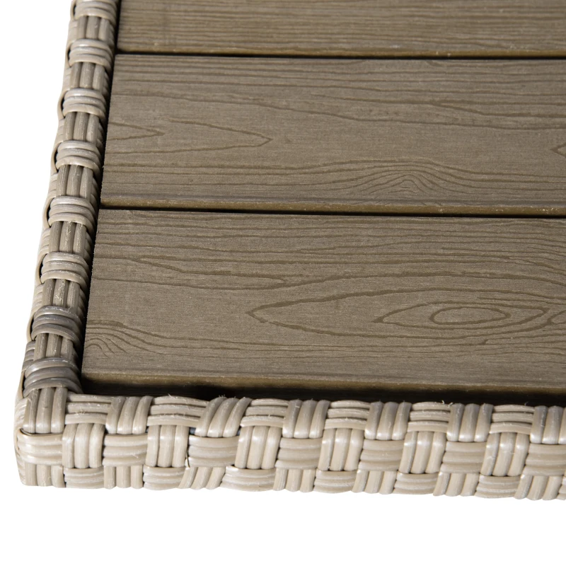 Outsunny Set Mobila de Gradina de 6 Piese din Ratan PE, Salon cu Canapea 3 Locuri, 2 Fotolii, 2 Taburete si Masa, Perne Detasabile si Lavabile, Gri