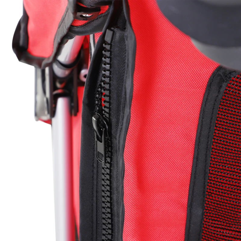 PawHut Carrinho Dobrável para animais de Estimação como o Cão - Vermelho - Material de Nylon - 75x45x97 cm