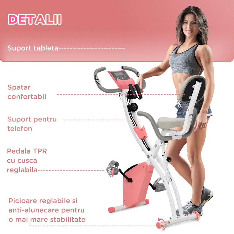 Homcom Bicicleta Pliabila 2-in-1 – Rezistenta Reglabila & Elastice Brate