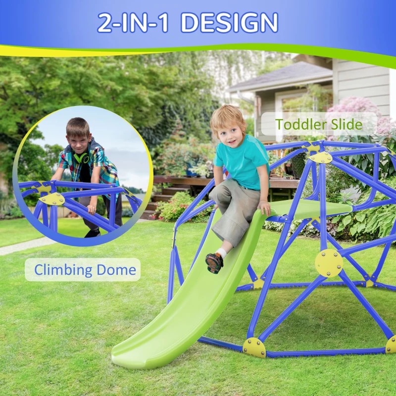 AIYAPLAY Kids Climbing Frame and Slide w/ Platform, for Ages 3-10 Years