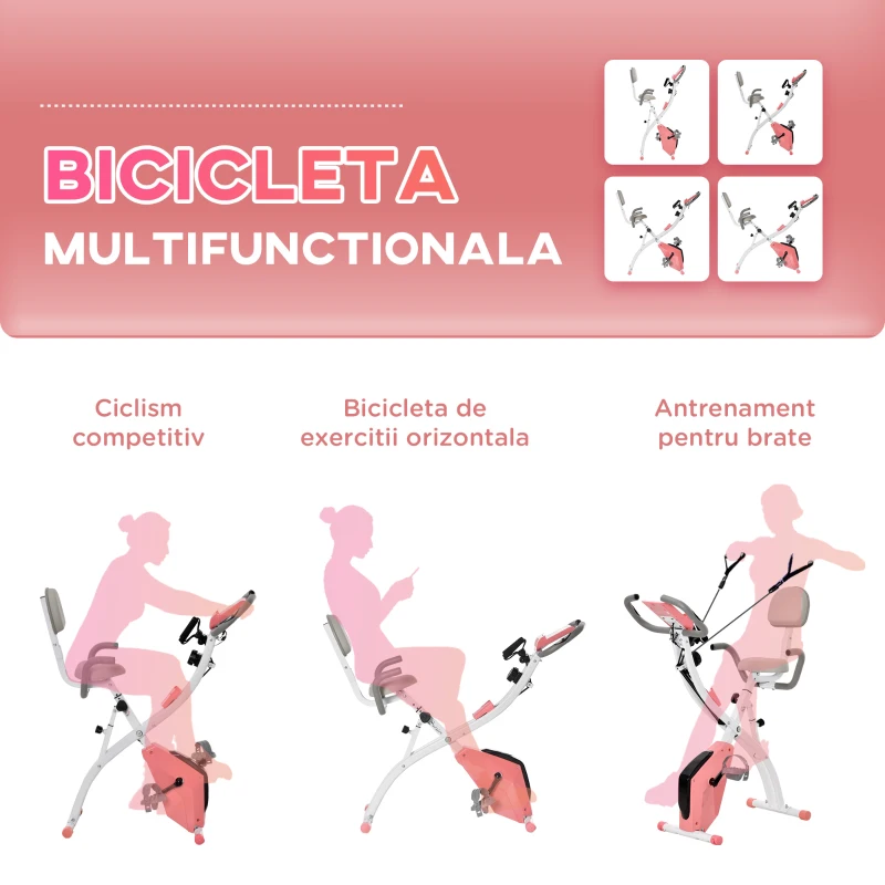 Homcom Bicicleta Pliabila 2-in-1 – Rezistenta Reglabila & Elastice Brate