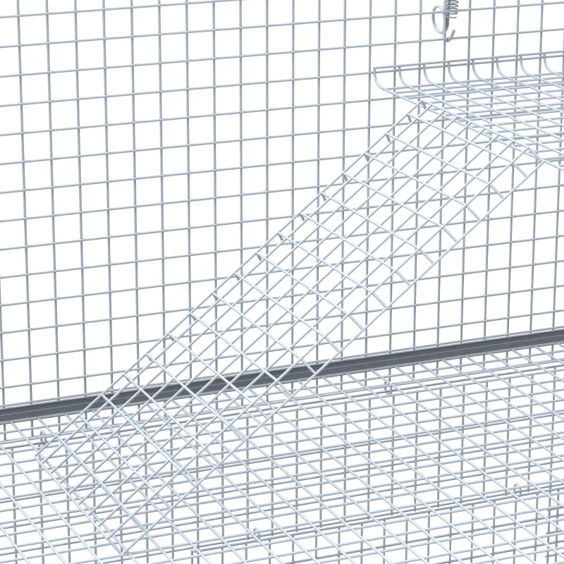 Pawhut 3-Level Metal Small Animal Cage Bunny Pet Hutch Ferret Platform Feeding Habitat Easy Clip Base Ladder Grey