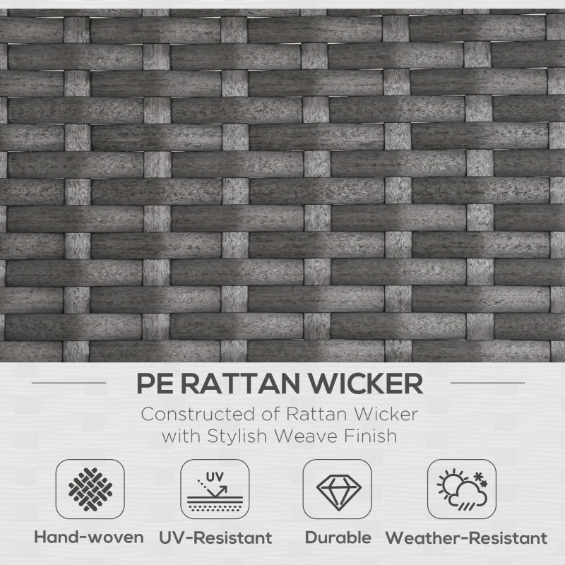 Outsunny 5-Piece Outdoor PE Rattan Wicker Patio All Weather Conversation Sofa Furniture Set with 2 Cushioned Armchair, 2 Ottomans and Coffee Table, Grey