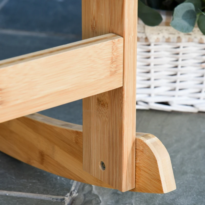 Outsunny Patio Rocking Chair Non-slip Porch Rocker for Balcony Garden Terrace Bamboo Plywood Natural