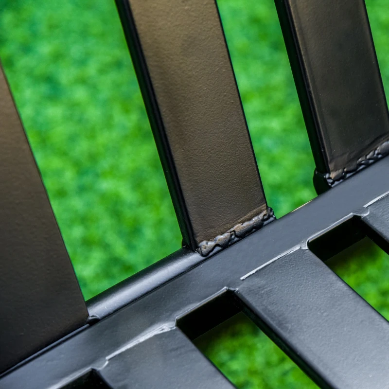 Outsunny Garden Bench Loveseat 2 Seat for Outdoor Park, Yard, Steel Frame, Decorative Slatted Design, Black