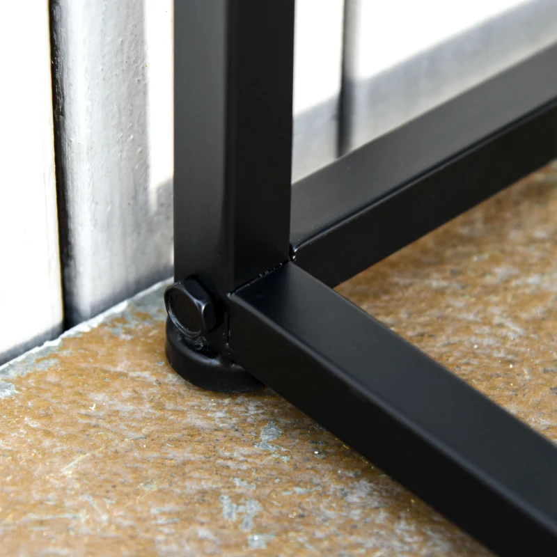 Outsunny Garden Bench Loveseat 2 Seat for Outdoor Park, Yard, Steel Frame, Decorative Slatted Design, Black