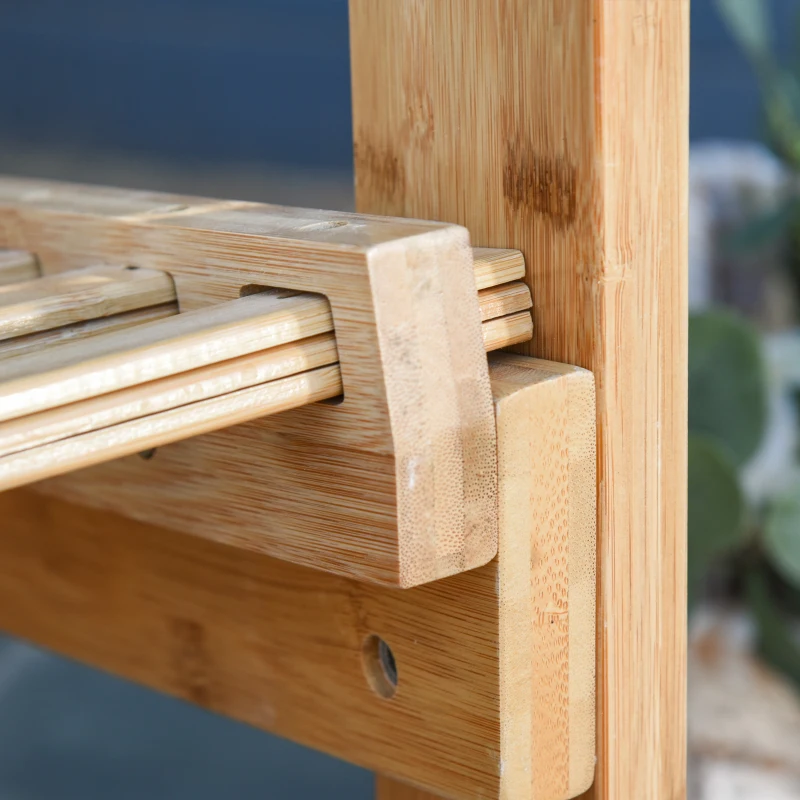 Outsunny Patio Rocking Chair Non-slip Porch Rocker for Balcony Garden Terrace Bamboo Plywood Natural