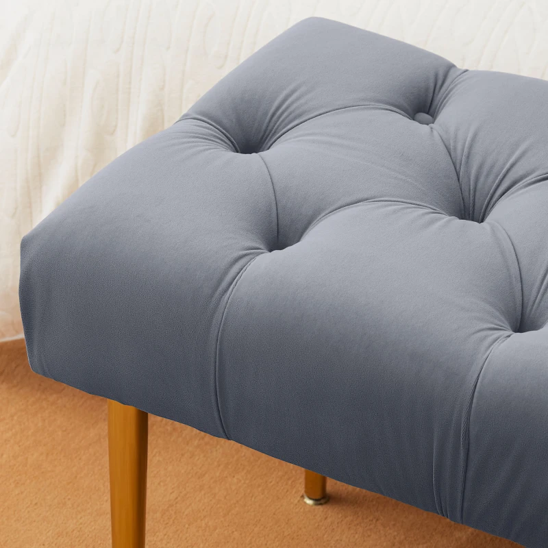 HOMCOM Ławka sypialniana, tapicerowana, w wykończeniu aksamitnym, ławka do makijażu do salonu