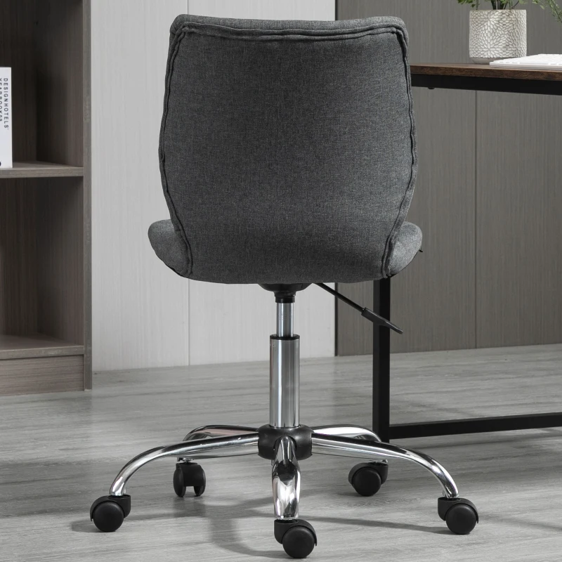 HOMCOM Chaise de bureau effet capitonné hauteur réglable pivotant 360° piètement chromé lin gris