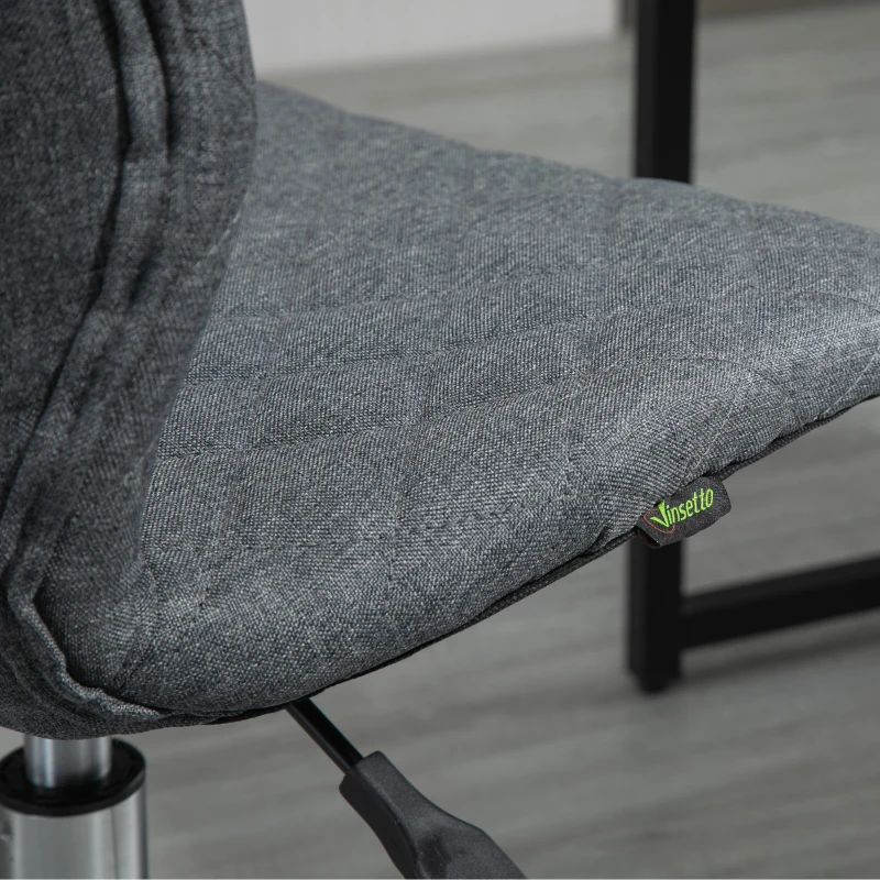 HOMCOM Chaise de bureau effet capitonné hauteur réglable pivotant 360° piètement chromé lin gris