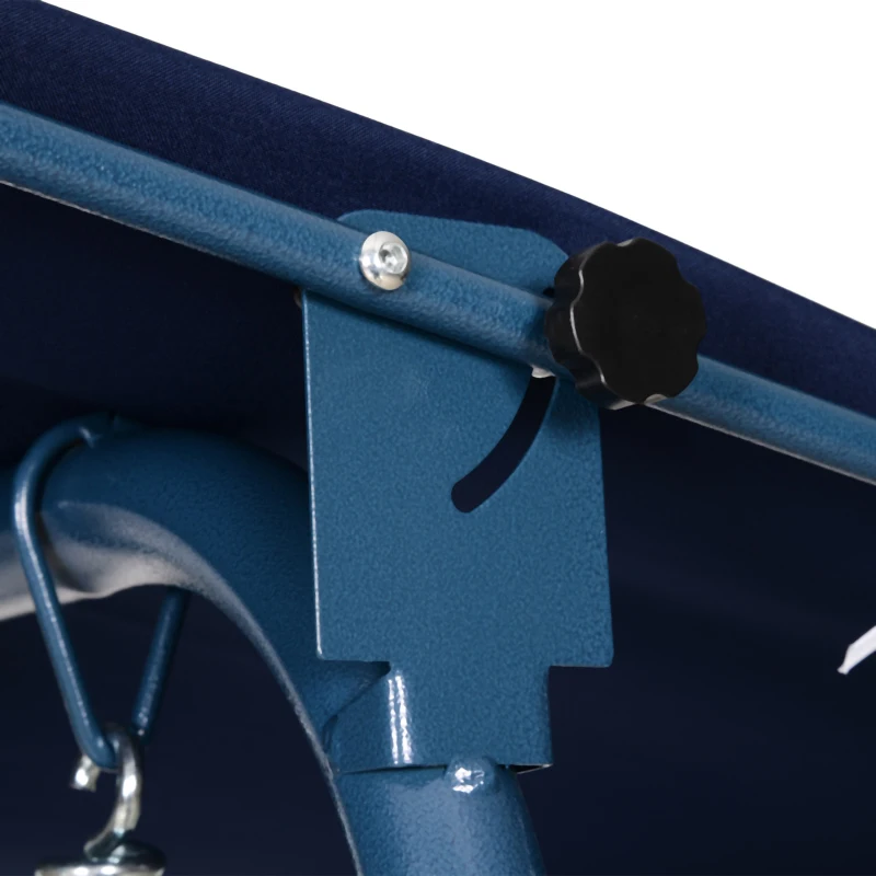 Outsunny 3 Seater Canopy Swing Chair Outdoor Garden Bench with Adjustable Canopy and Metal Frame - Blue Stripes