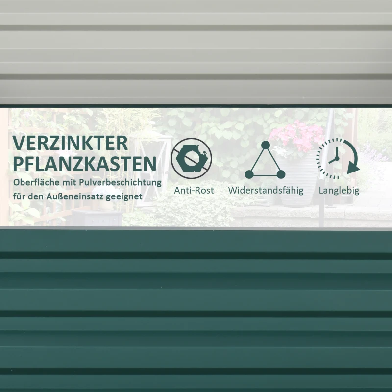 Outsunny Ogród, Doniczka z obudową stalową, Kolor zielony, 120 x 120 x 30 cm