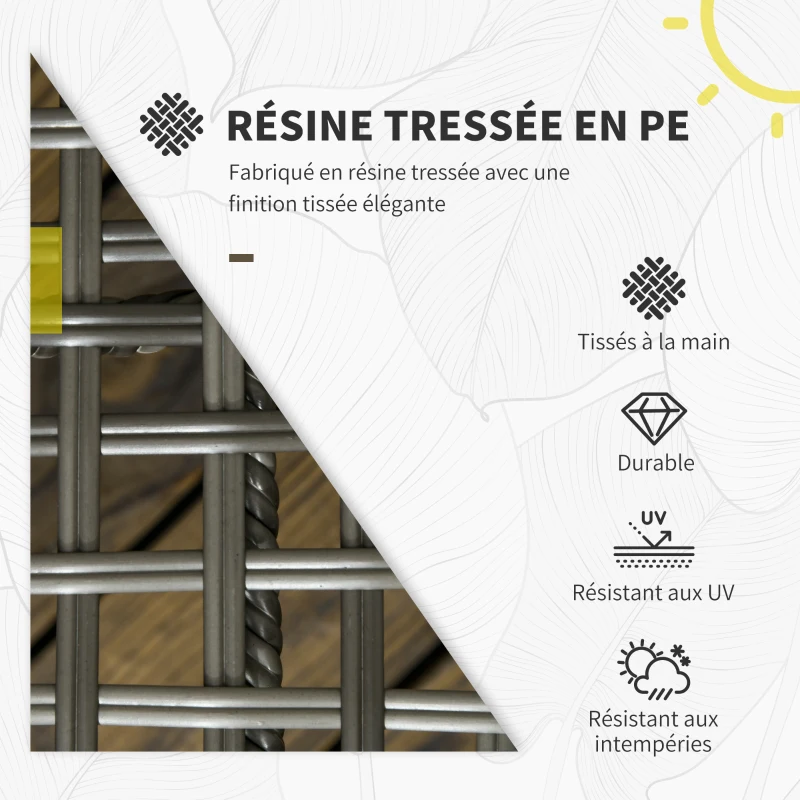 Outsunny Ensemble salon de jardin 4 pièces canapé 2 places 2 fauteuils 1 table basse avec 8 coussins métal résine aspect rotin