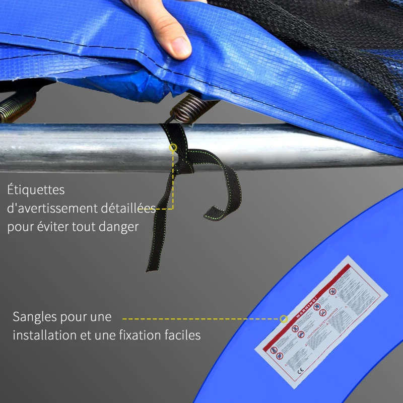 HOMCOM Coussin de protection pour trampoline de remplacement Ø 244 cm résistant aux rayons UV, anti déchirure bleu