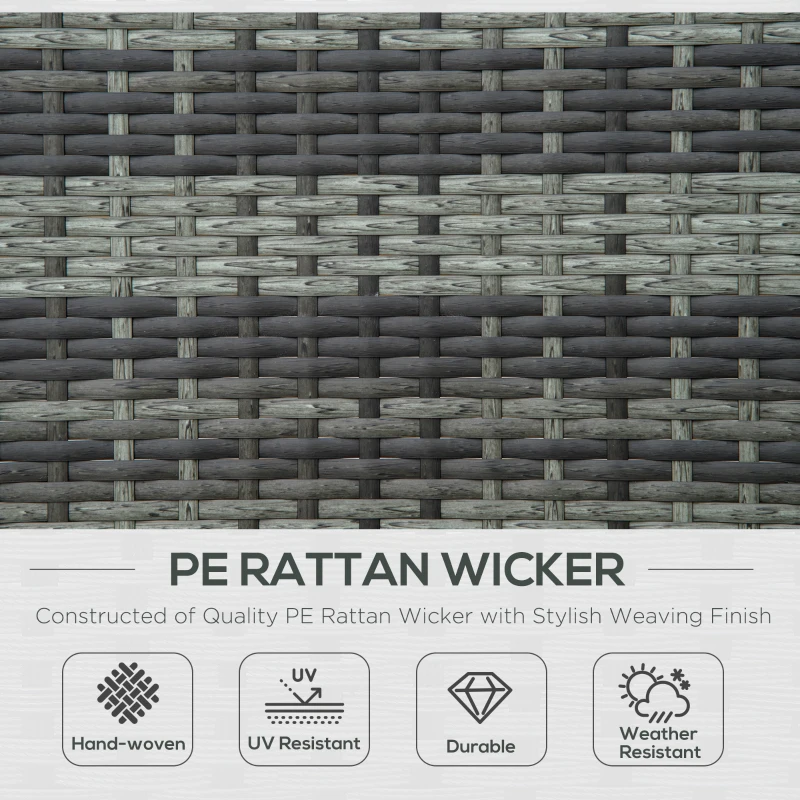 Outsunny 2 Person Rattan Wicker Adjustable Chaise Lounge Chair with Cushions Grey