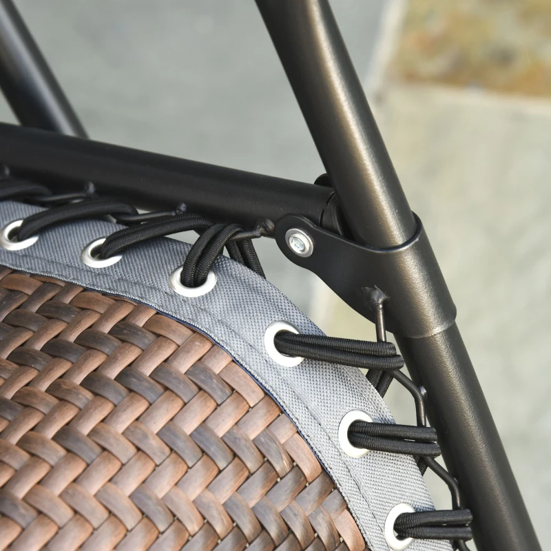 Outsunny Outdoor Zero Gravity Folding Lounge Chair with Headrest, Cup and Phone Holder for Garden, Balcony, Deck, Brown