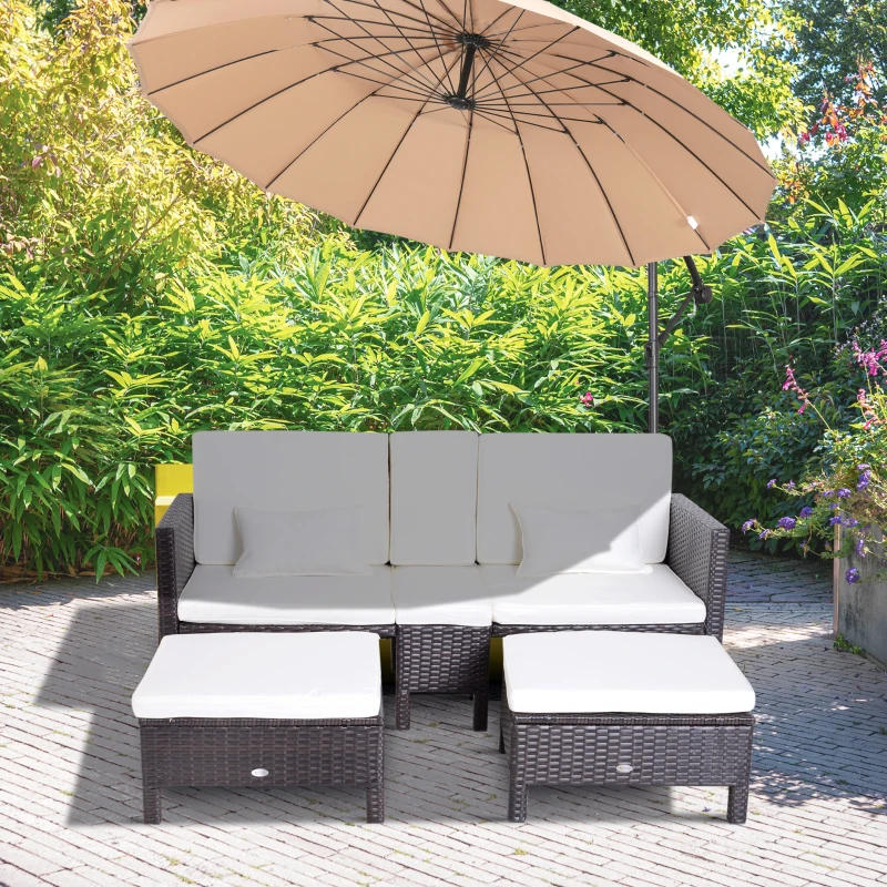 Patio Rattan Ottoman Furniture Set