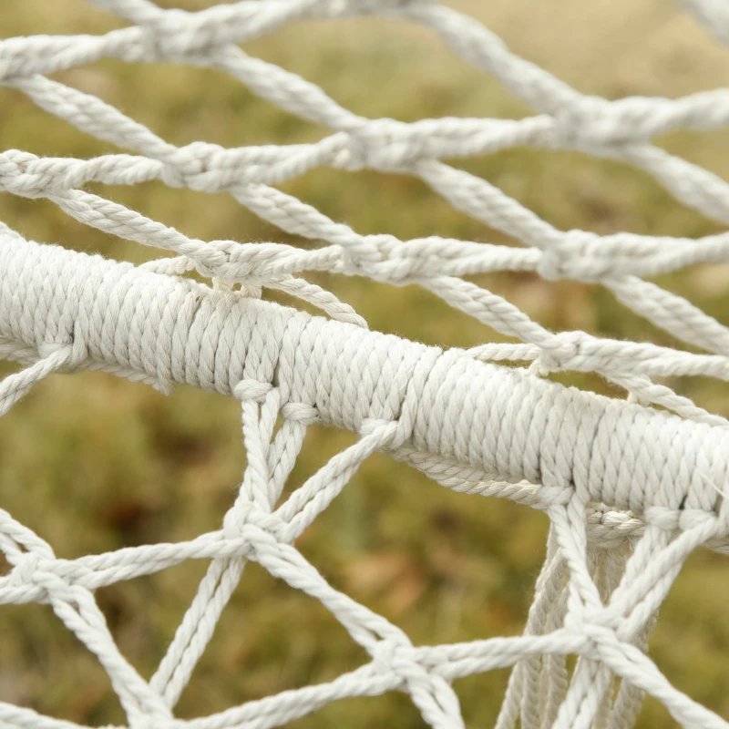 Outsunny Hanging Hammock Chair Cotton Rope Porch Swing with Metal Frame and Cushion, Large Macrame Seat for Patio, Garden, Bedroom, Living Room, Cream White