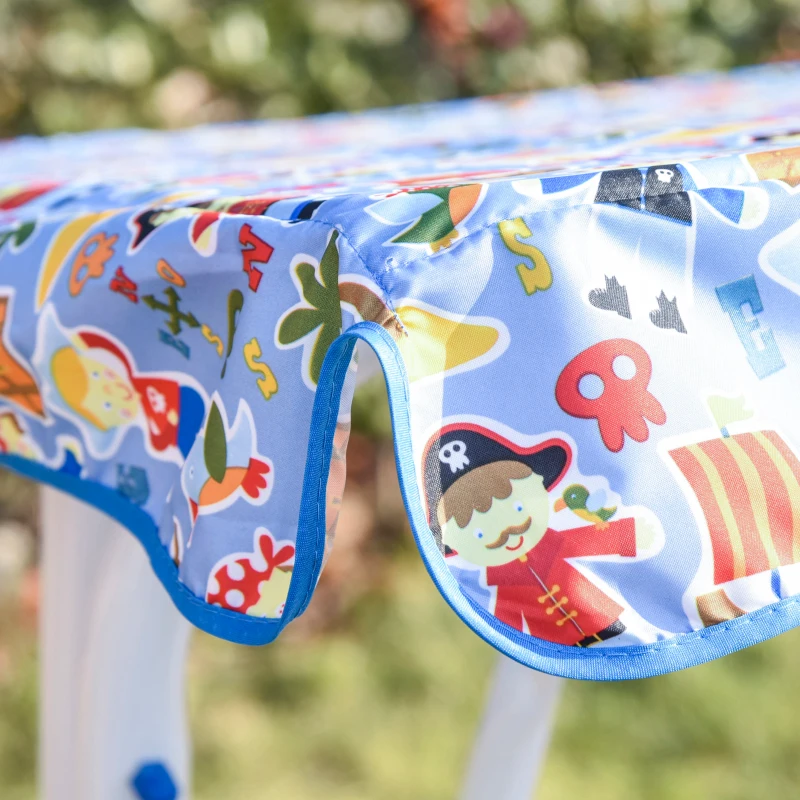 OUTSUNNY 2-Seat Kids Canopy Swing Chair Toddler Outdoor Glider Hammock Lounge with Shade Awning Seat Belt for Porch Backyard Pirate Pattern 43.25" x 27.5" x 43.25"