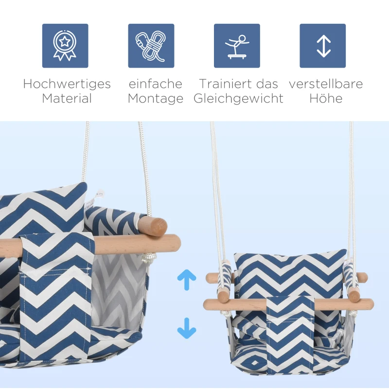 Huśtawka dziecięca z pasem bezpieczeństwa i poduszką Składana huśtawka dla niemowląt drewno bukowe