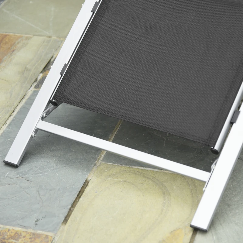 Outsunny 3 Pieces Sun Lounger Chair Set - Metal Frame Garden Outdoor Sunbathing Chair with Side Table and Armrest, Black