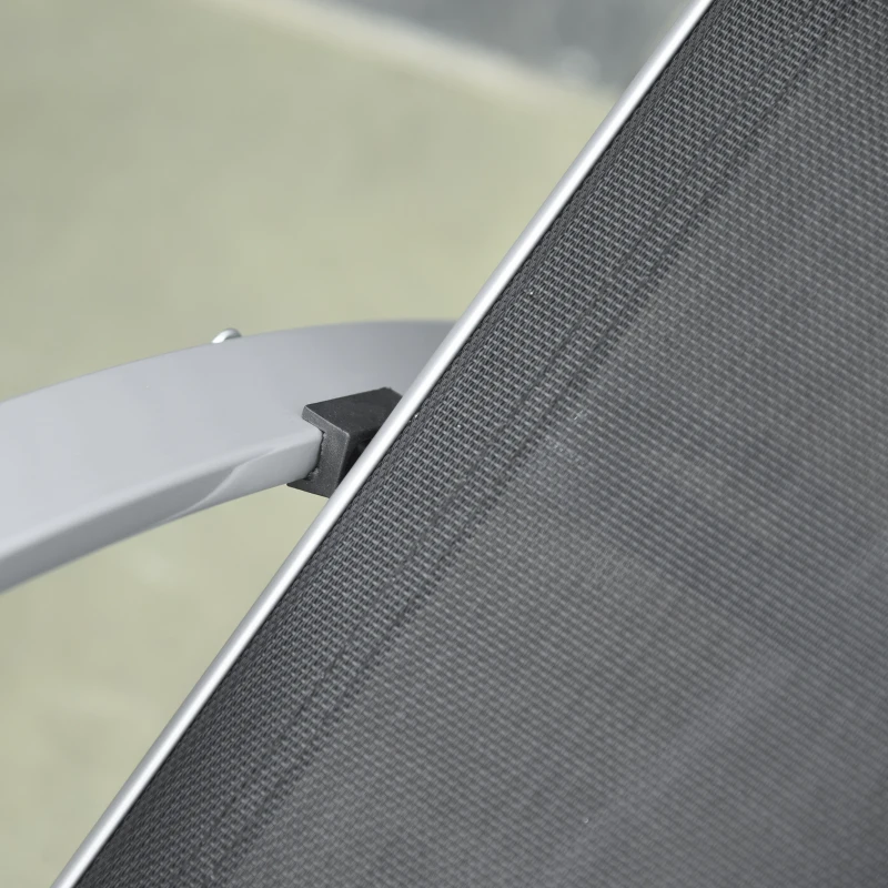 Outsunny 3 Pieces Sun Lounger Chair Set - Metal Frame Garden Outdoor Sunbathing Chair with Side Table and Armrest, Black