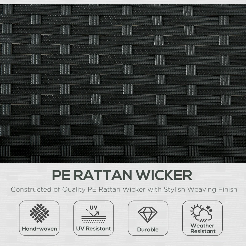 Outsunny 2 Person Rattan Wicker Adjustable Chaise Lounge Chair with Cushions Black/Cream White