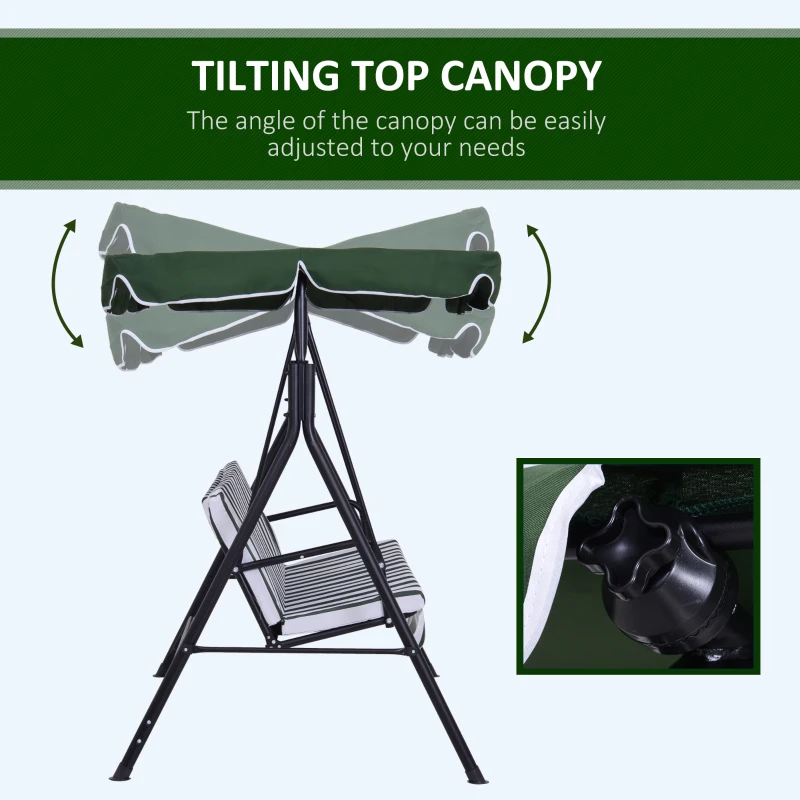 Outsunny 3-person Outdoor Porch Swing Lounge Chair Bench w/ Adjustable Canopy