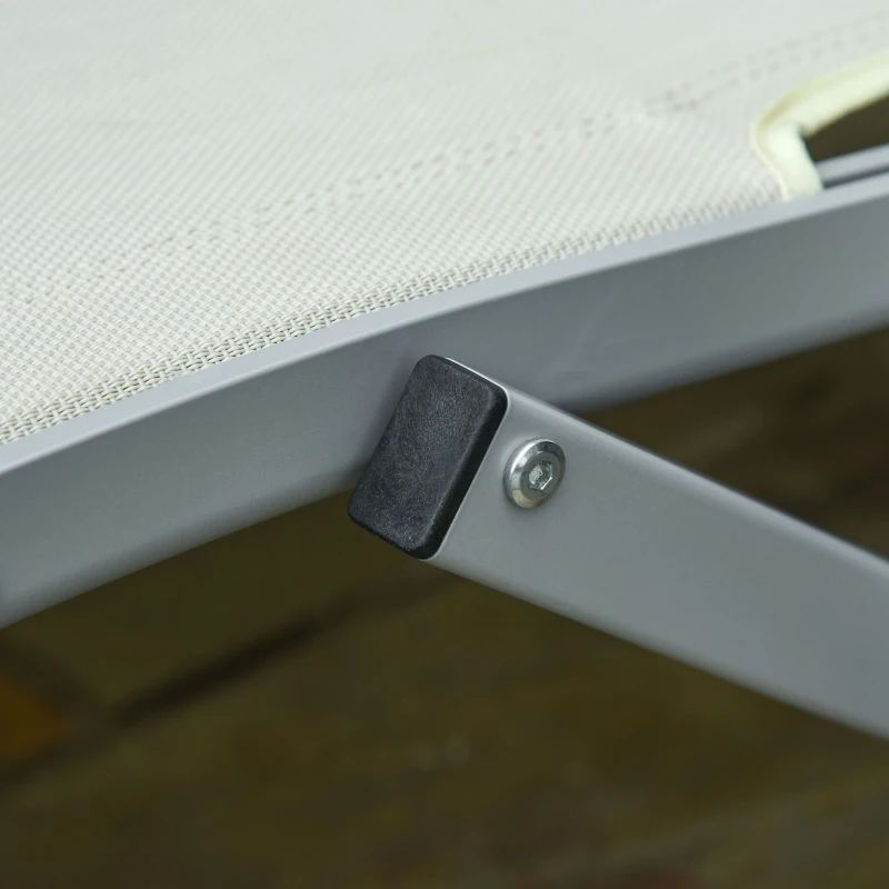 Outsunny Set of 2 S-shaped Foldable Lounge Chair Sun Lounger Reclining Outdoor Chair for Patio Beach Garden, Beige