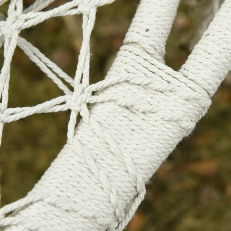 Outsunny Hanging Hammock Chair Cotton Rope Porch Swing with Metal Frame and Cushion, Large Macrame Seat for Patio, Garden, Bedroom, Living Room, Cream White