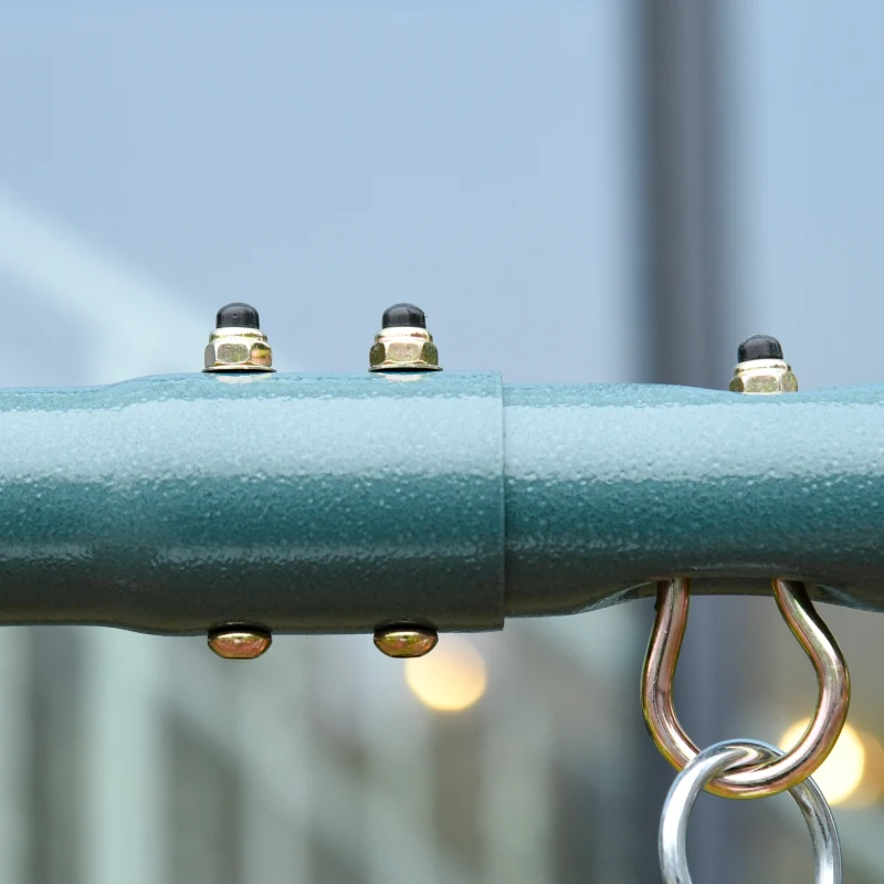 Outsunny Metal Swing Set, 2 Seater with Adjustable Rope Heavy Duty A-Frame Stand Backyard Outdoor Playset for Kids Fun 3-8 Years Old, Green and Red