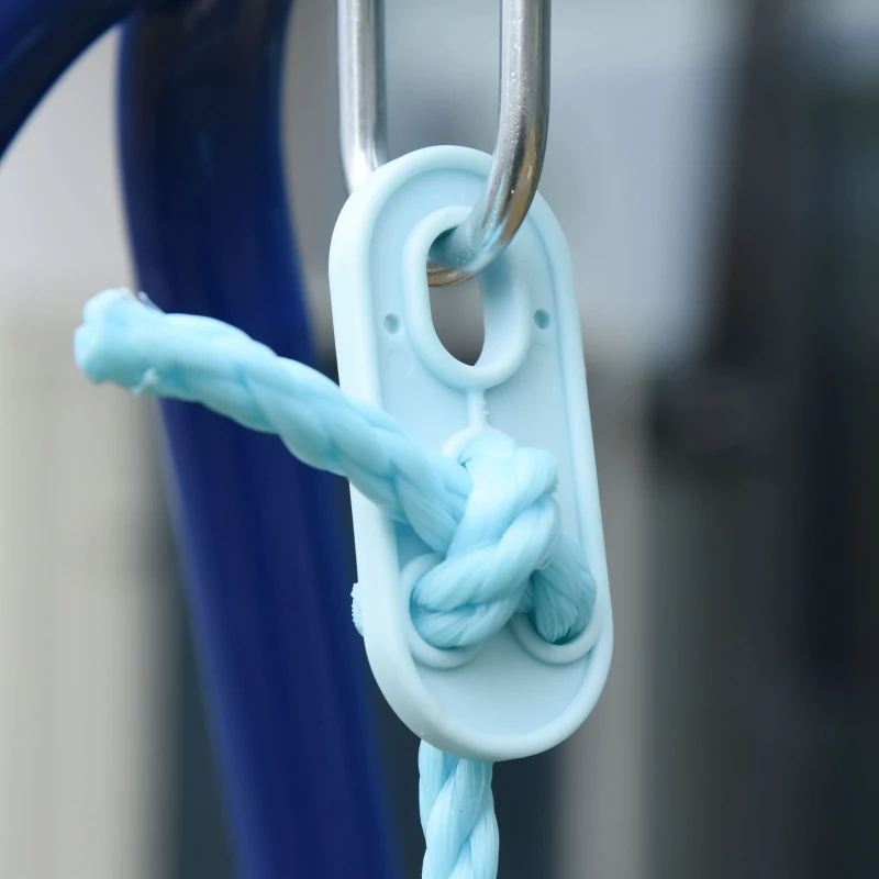 Outsunny Metal Swing Set with Durable Rope Heavy Duty A-Frame Stand Backyard Outdoor Playset for Kids Fun 3-6 Years Old Blue