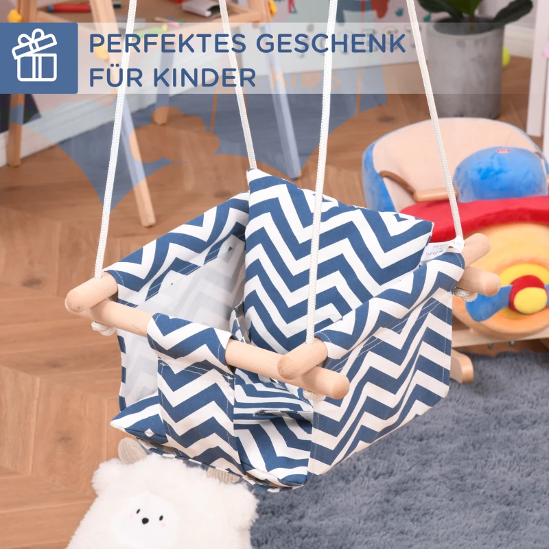 Huśtawka dziecięca z pasem bezpieczeństwa i poduszką Składana huśtawka dla niemowląt drewno bukowe