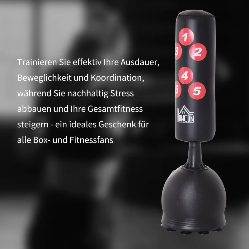 HOMCOM Staande bokszak bokspop bokspartner bokszak boksdummy training zwart